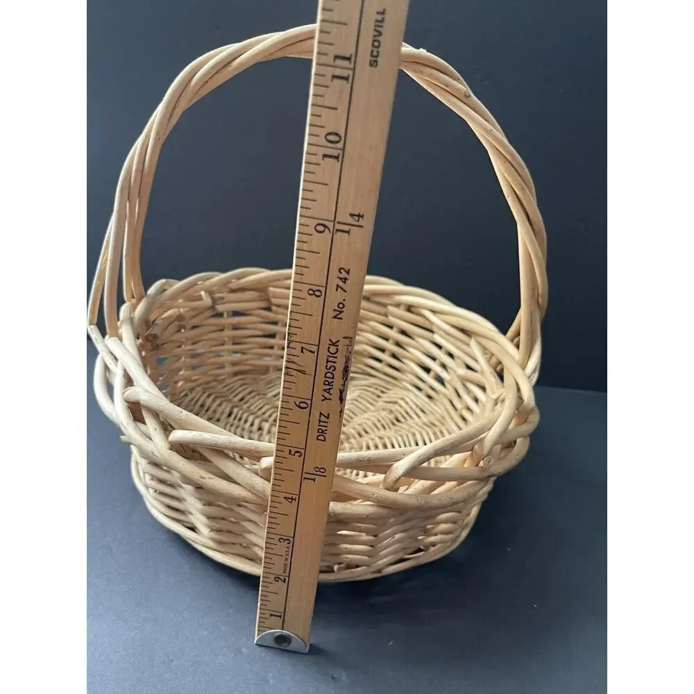 Vintage Garden Trug Handle Basket Rustic Twig Wood Farmhouse Gathering Cottage